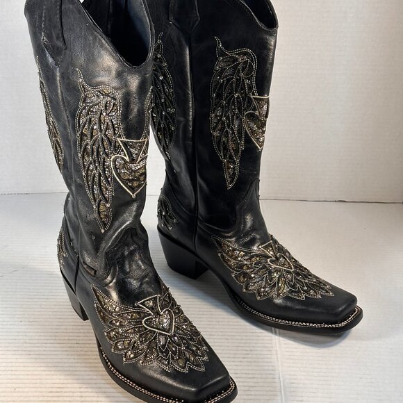 Ladies size 9.5 Black Leather Boots - Picture 4 of 16